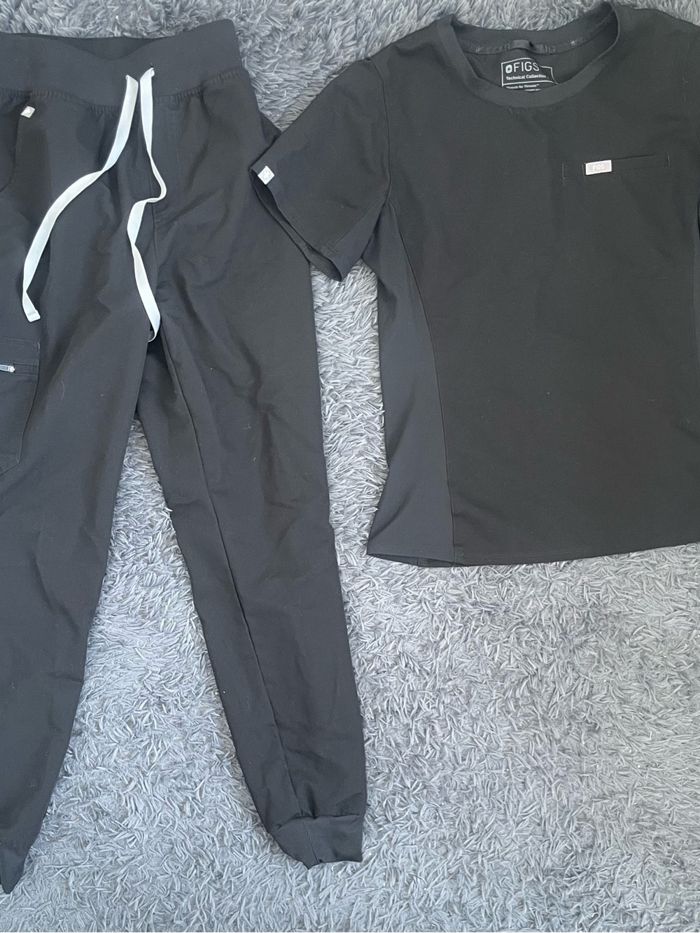 Women Size Small FIGS Technical Collection Black Scrub Set Pants Bottom Top